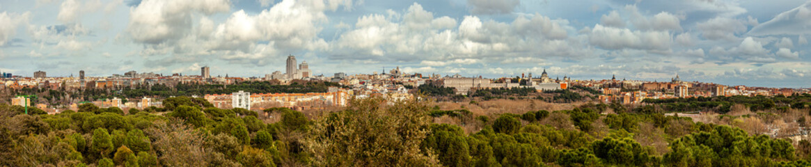 Fototapeta na wymiar Vistas panoramicas de la ciudad de Madrid, palacio real