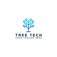 the concept of tree logo technology, design of network technology. - Vector