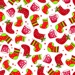 seamless pattern with Christmas attributes 