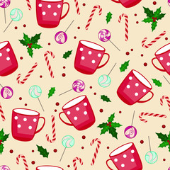 Seamless pattern with christmas decorations