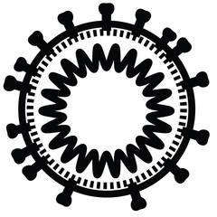 Coronavirus disease 2019 COVID-19 particle also known as wuhan pneumonia, china virus and corona virus. Linear line vector illustration