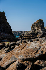 Rocky coastline with cliffs, beach