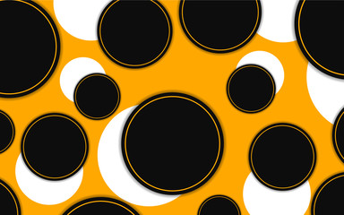 Abstract yellow and black shapes overlapping layers on black background. Vector design template for use modern cover, technology banner, business advertising, card corporate, wallpaper, brochure