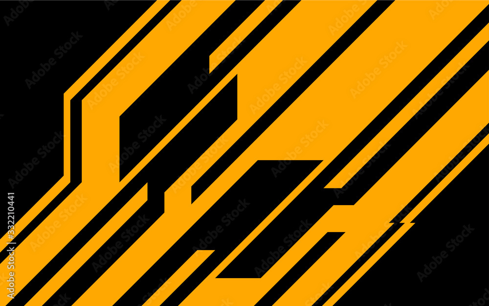 Aufkleber abstract yellow and black shapes overlapping layers on black background. vector design template for 