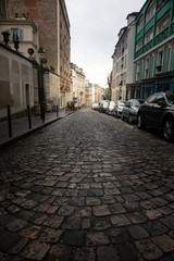 Streets of Montmartre neighborhood in Paris, France.