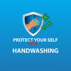 Corona Virus Vector Illustration. Protect Self With Hand Washing