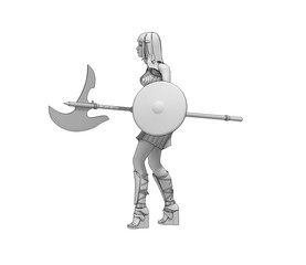 warrior woman character, 3D rendering, illustration