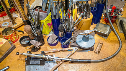 Arbeitsplatz eines Goldschmieds 