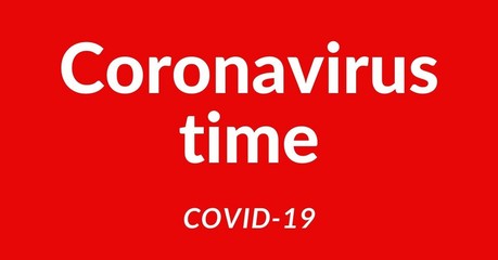 Coronavirus. White text on a red background.