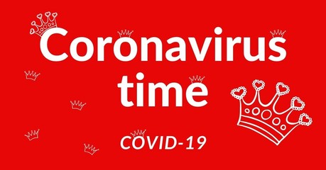 Coronavirus. White text on a red background.