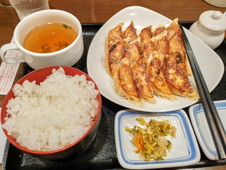 Rice with fried dumplings