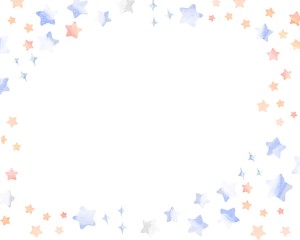 Frame with watercolor colorful stars in the white background 1