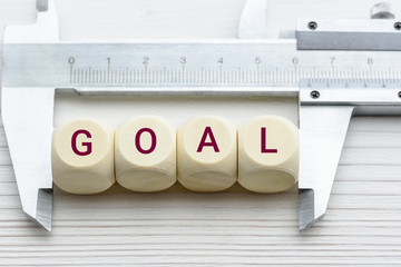 Measuring business goal setting / translate objectives into measurable goals concept : Vernier...