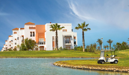 Golf carts on a golf course © hicham