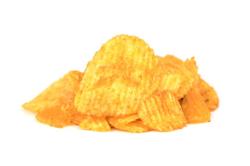 Pepper corrugated chips isolated from the white background