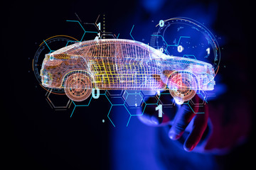 digital car technology smart in virtuel room