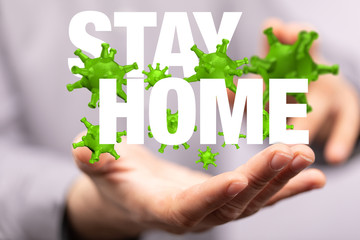 Stay home digital stay safe 3d.