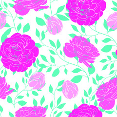  Rose flowers abstract seamless pattern