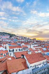 Fototapeta na wymiar Lisbon, Portugal, Dec 2019: Lisbon skyline at sunny day-panorama