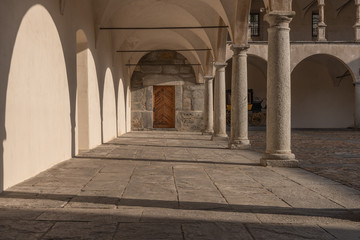 Ancient castle with gothic arches