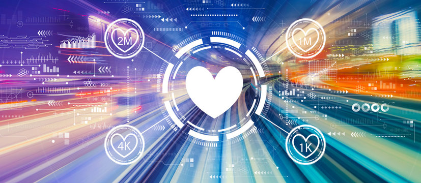 Get more likes concept with abstract high speed technology POV motion blur