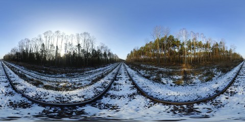 Railroad in winter HDRI Panorama