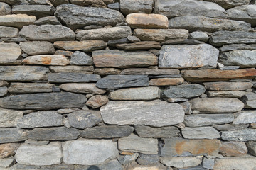 Stone wall texture background - grey stone siding with different sized stones 