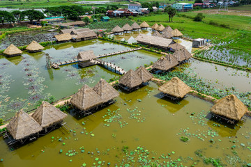 Fototapeta na wymiar aerial view from restaurant in Cambodia
