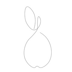 Pear fruit line drawing vector illustration
