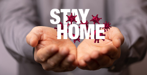 Coronavirus outbreak. stay at home stay safe. keep calm and work from home. 3d.