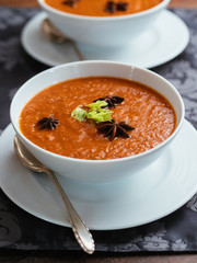 Home made tomato and rhubarb soup