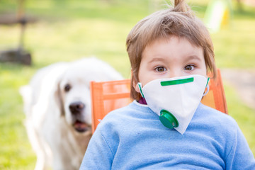 Child with respirator. Coronavirus Epidemic Outbreak