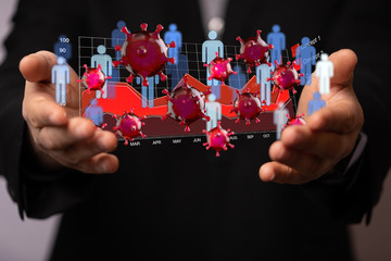 Financial stock graph has down from virus corona outbreak..