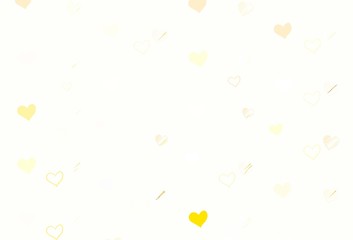Light Green, Yellow vector background with hearts.