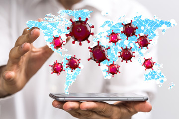Covid-19 coronavirus, virus that causes acute respiratory infections and the common cold,...