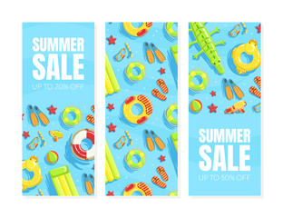 Summer Sale Banner Templates Set, Shop Now Advertising Poster, Flyer, Invitation Card Vector Illustration