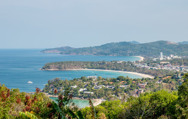 Fototapeta na wymiar PHUKET, THAILAND - Kata noi beach, kata beach and karon beach top view