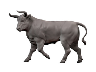 bull isolated on white background. Result of rendering 3d model