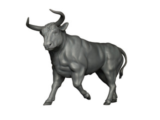 bull isolated on white background. Result of rendering 3d model