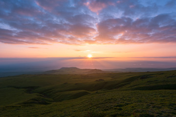 Dramatic views of the volcanic landscape. Kamchatka Peninsula.