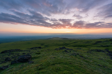 Dramatic views of the volcanic landscape. Kamchatka Peninsula.