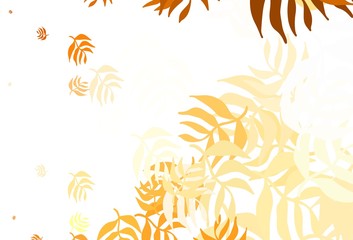 Light Orange vector abstract backdrop with leaves.