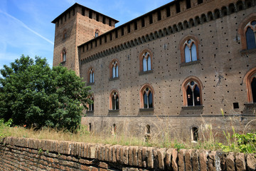 Pavia (PV), Italy - June 09, 2018: The Castello Visconteo, Visconti castle, Pavia, Lombardy, Italy