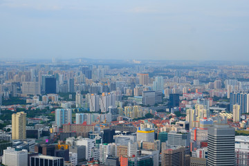 Fototapeta na wymiar high angle view of singapore financial buildings at morning 