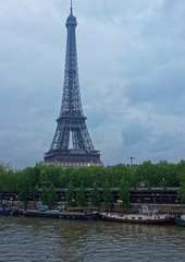 Fototapeta na wymiar Eiffel Tower and Seine River in Paris in France