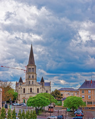 Street and St Laud church at Angers