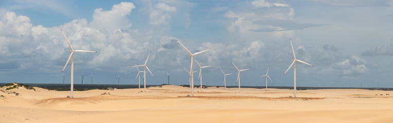 Panoramic image of wind farms in Parque das Dunas, Canoa Quebrada, Aracati, Ceara © Sérgio Rocha