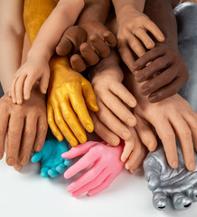 Silicone prosthetic hands of different colors and sizes