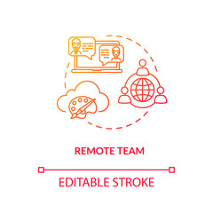 Remote team, distant workers concept icon. Creative freelance, coworking type idea thin line illustration. Designers project work, online communication. Vector isolated outline RGB color drawing