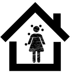 Self isolation concept. Woman with flu inside home vector illustration